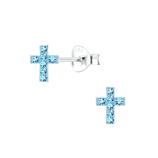 Kinder Ohrringe Kreuz aus 925 Silber