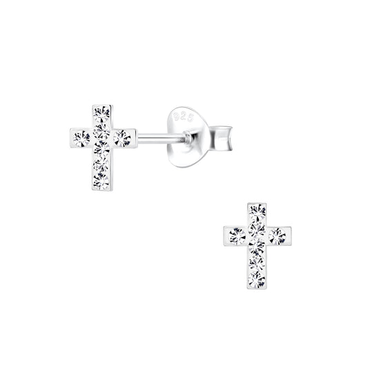 Kinder Ohrringe Kreuz aus 925 Silber