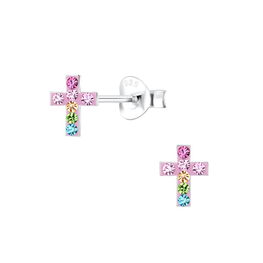 Kinder Ohrringe Kreuz aus 925 Silber
