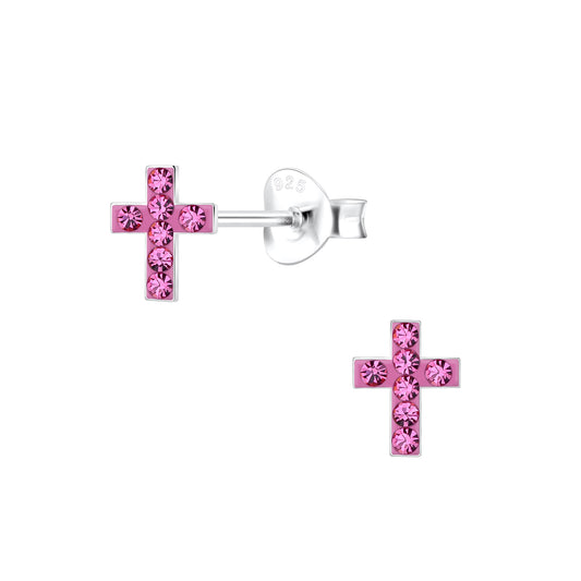 Kinder Ohrringe Kreuz aus 925 Silber