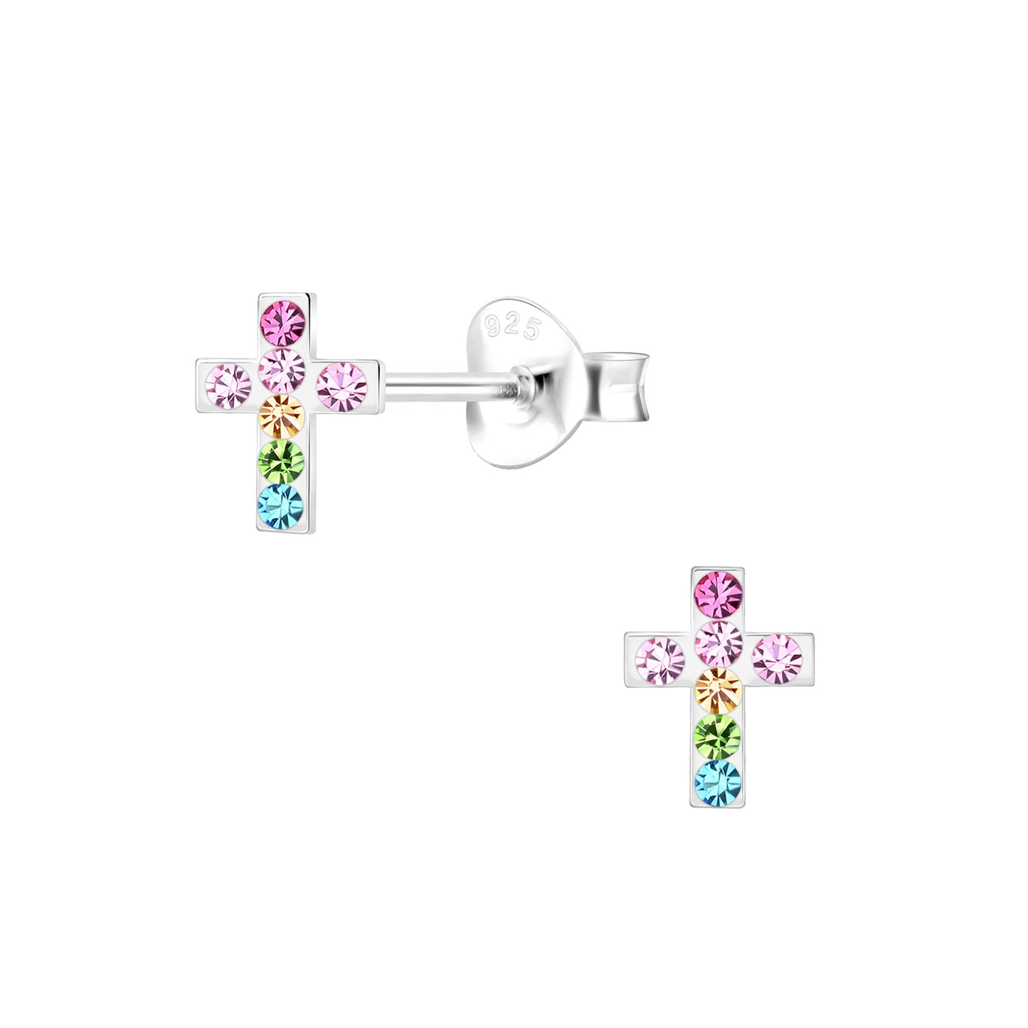 Kinder Ohrringe Kreuz aus 925 Silber