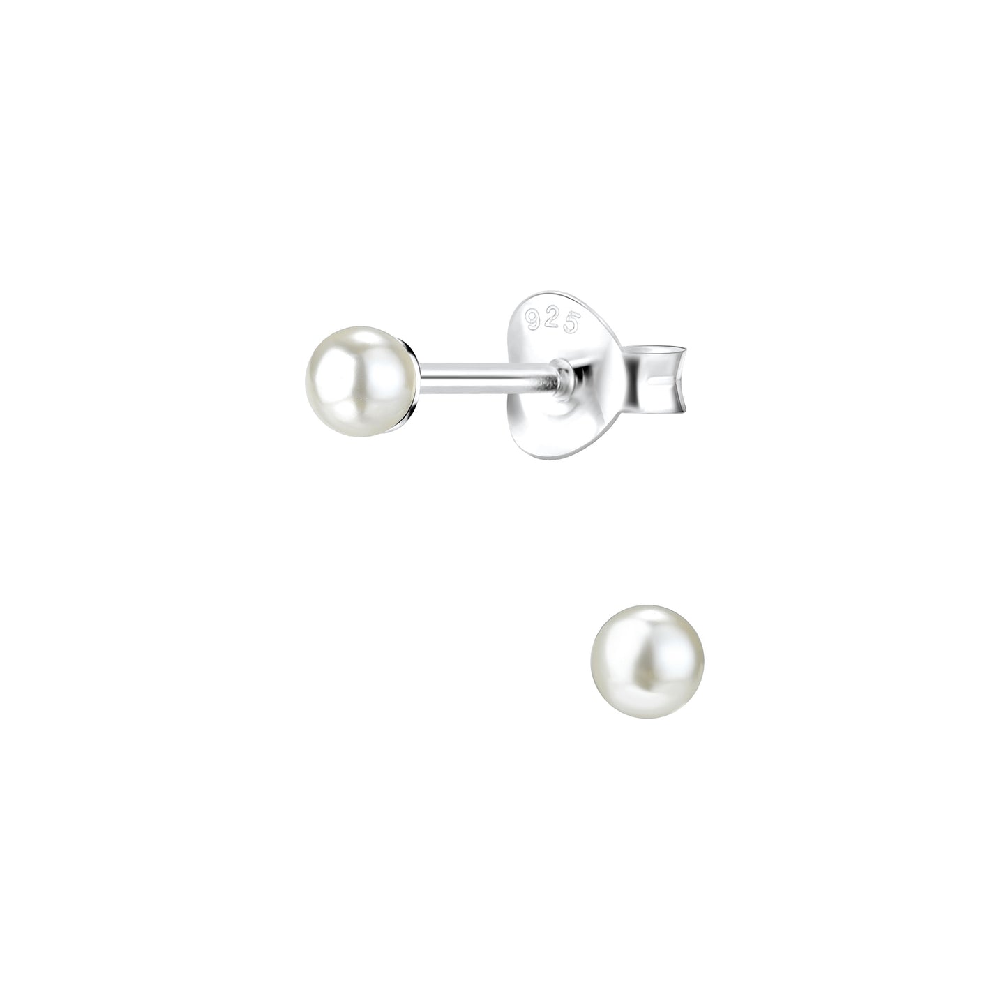Kinder Ohrringe 3mm Perlen aus 925 Silber