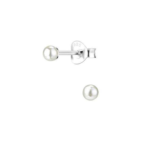 Kinder Ohrringe 3mm Perlen aus 925 Silber
