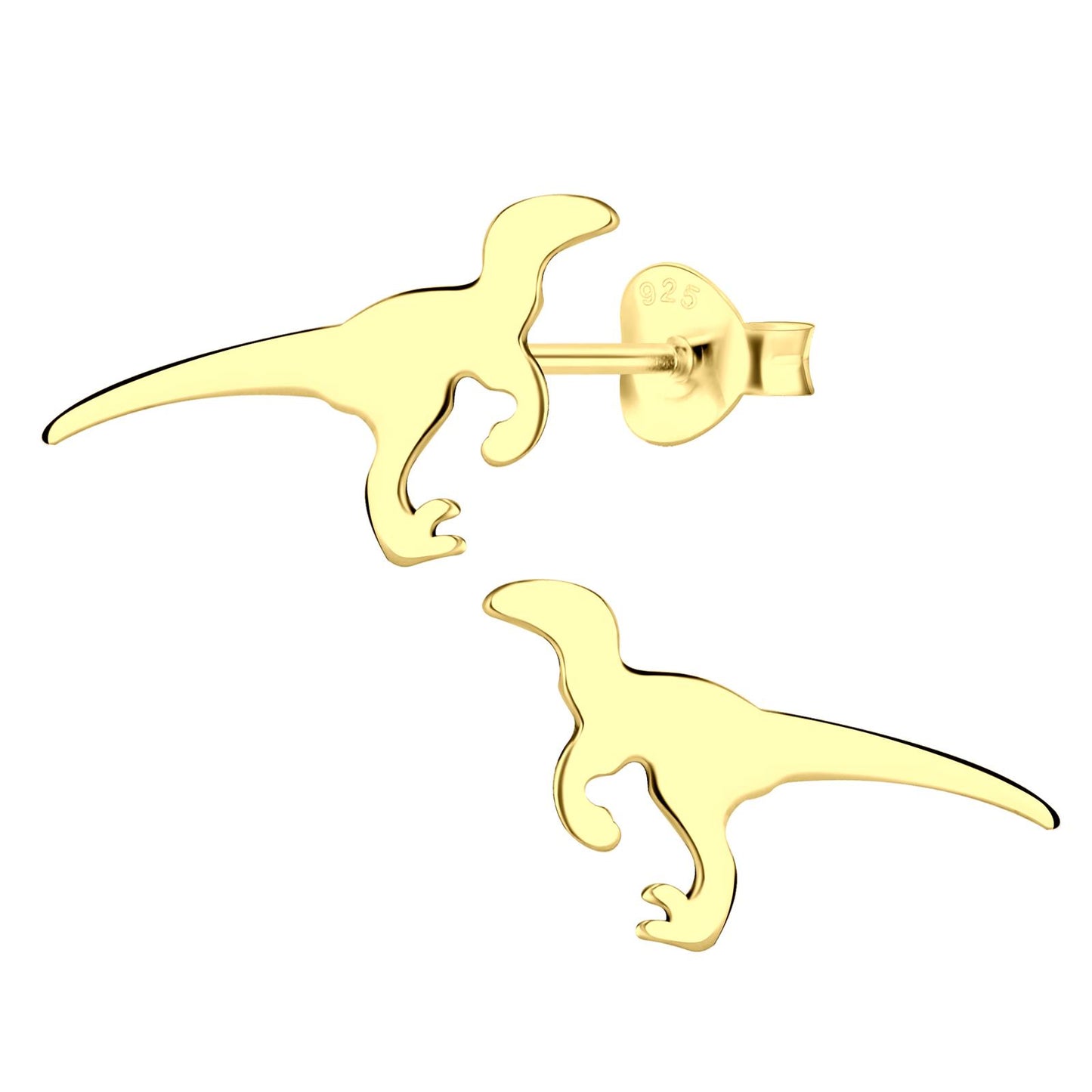 Velociraptor dinosaurus oorbellen voor jongens, gemaakt van 925 sterling zilver.