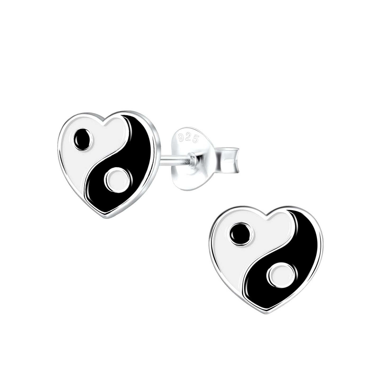 Mädchen Ohrringe Yin Yang Herz aus 925 Silber
