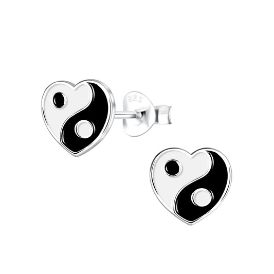 Mädchen Ohrringe Yin Yang Herz aus 925 Silber
