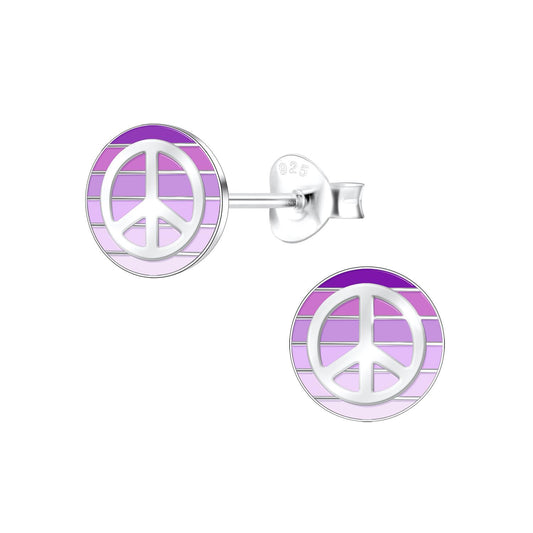 Kinder Ohrringe Peace Zeichen aus 925 Silber
