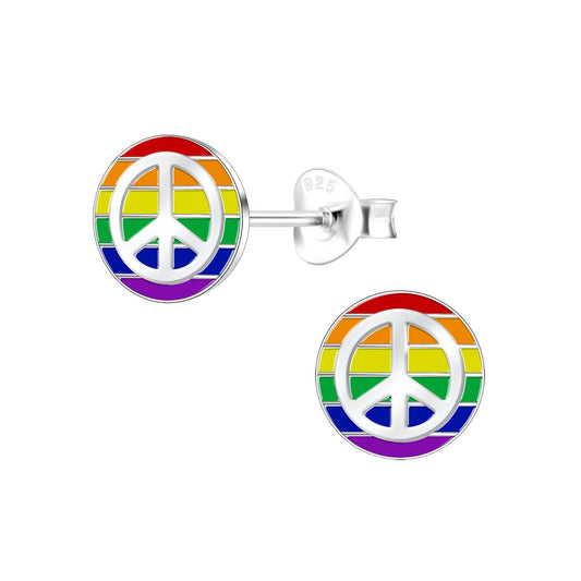 Kinder Ohrringe Peace Zeichen aus 925 Silber