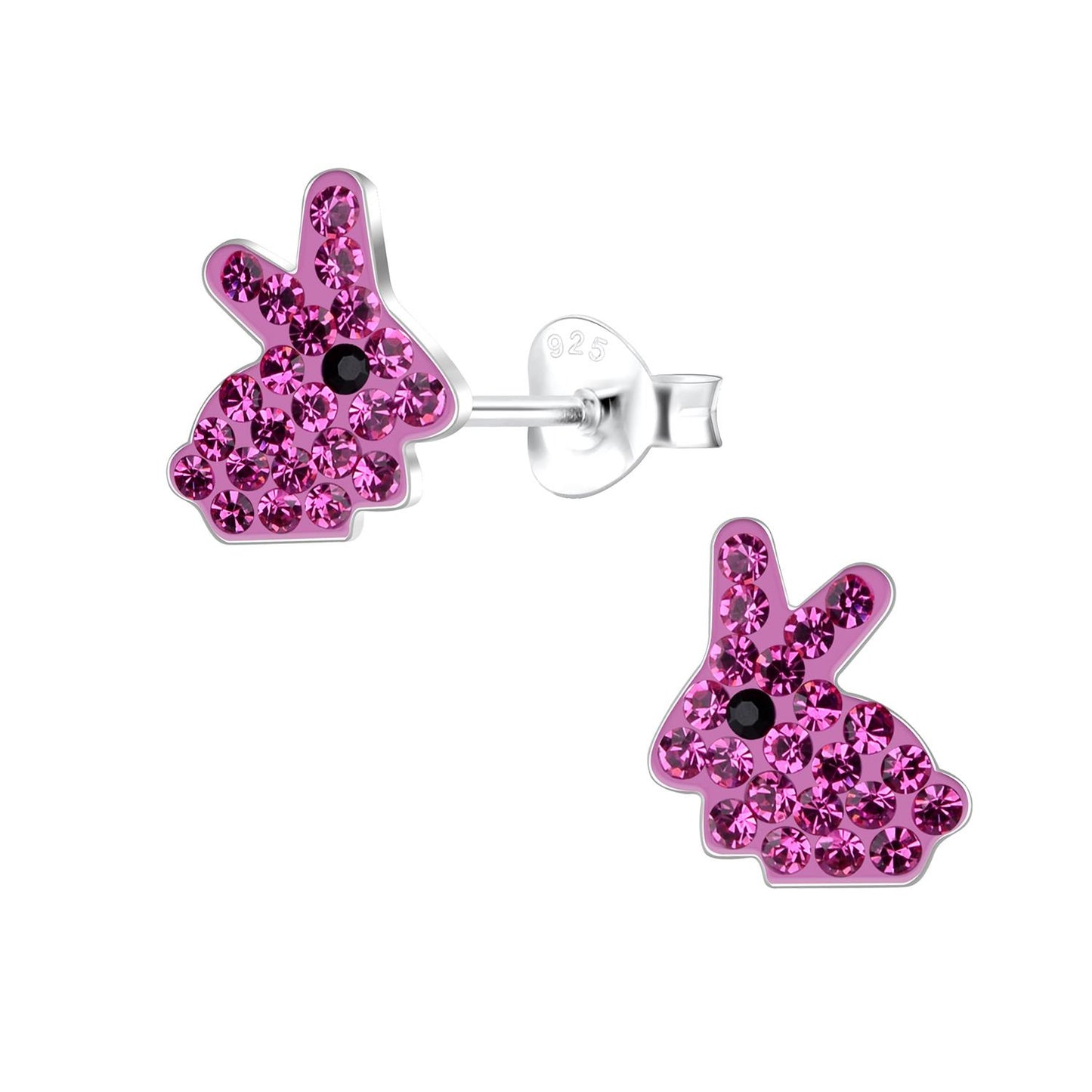 Kinderoorbellen in de vorm van een konijn, gemaakt van 925 zilver.