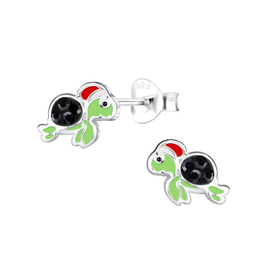 Kinderoorbellen, winterschildpadjes, gemaakt van 925 zilver.