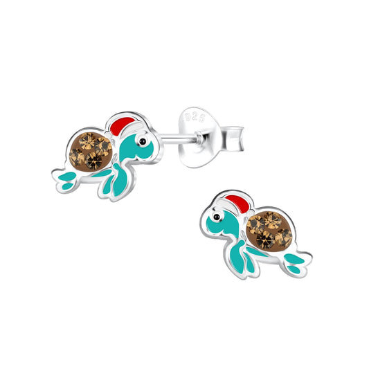 Kinderoorbellen, winterschildpadjes, gemaakt van 925 zilver.