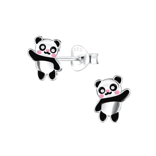 Kinder Ohrringe Panda aus 925 Silber