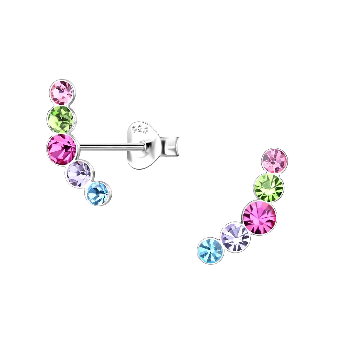 Children's bow crystal earrings made of 925 silver