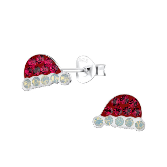 Kinderoorbellen, kerstmutsen gemaakt van 925 zilver.