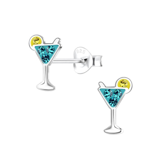 Kinder Ohrringe Cocktail Glas aus 925 Silber
