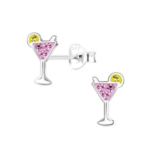 Kinder Ohrringe Cocktail Glas aus 925 Silber