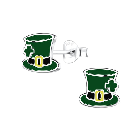 Kinder Ohrringe Hut Saint Patricks Day aus 925 Silber