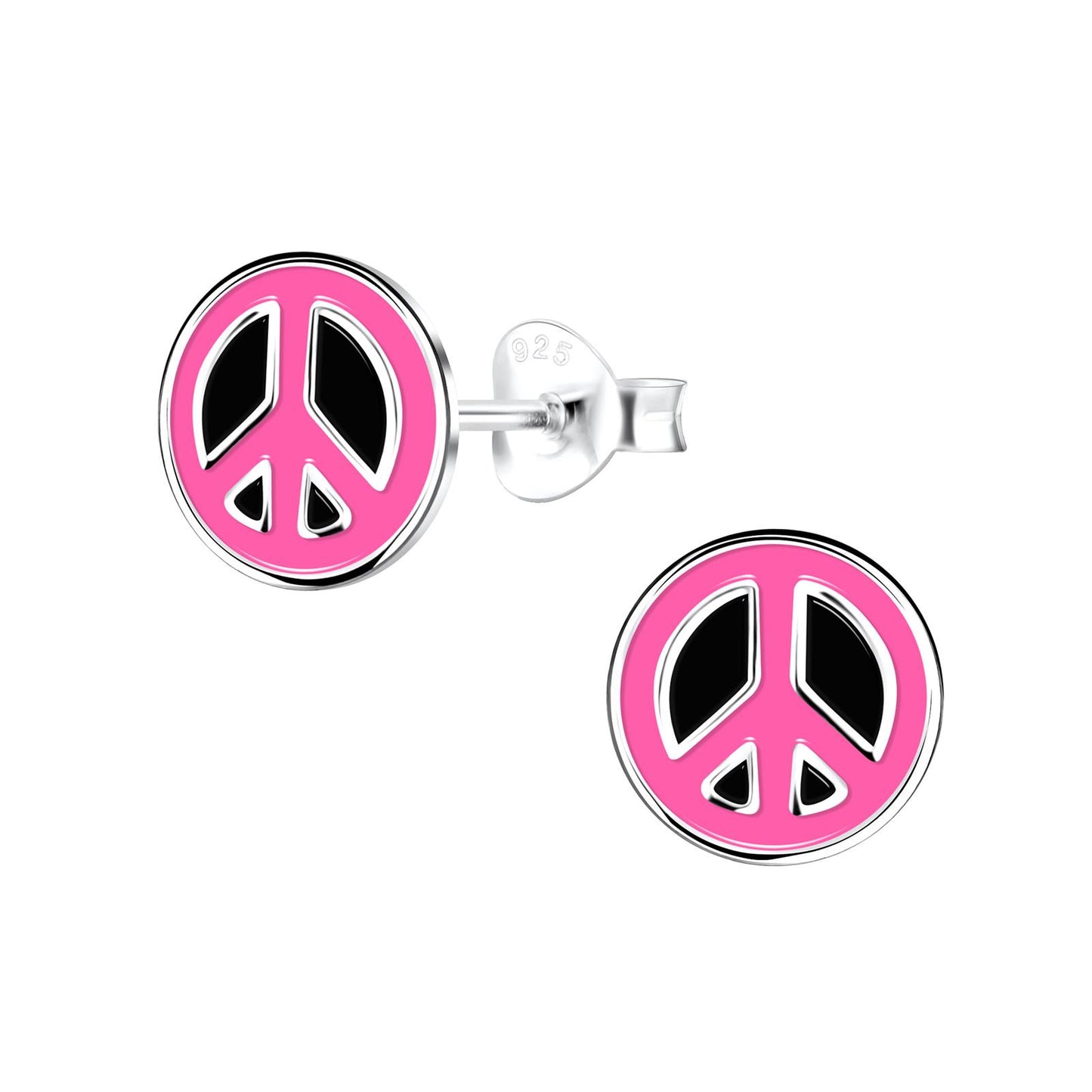 Kinder Ohrringe Peace Zeichen aus 925 Silber