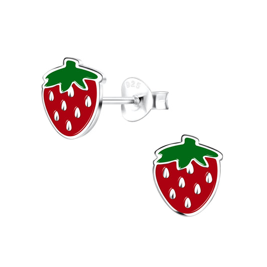 Kinder Ohrringe Erdbeeren aus 925 Silber