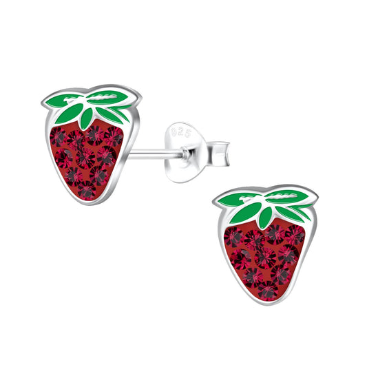 Kinder Ohrringe Erdbeeren aus 925 Silber