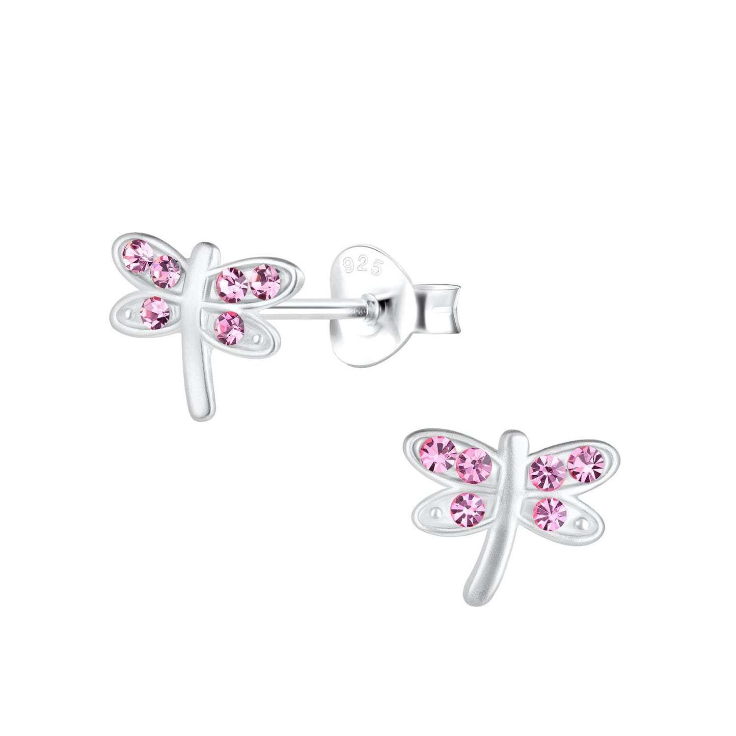 Kinderoorbellen met libellemotief, gemaakt van 925 zilver.
