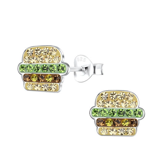 Kinder Ohrringe Hamburger aus 925 Silber