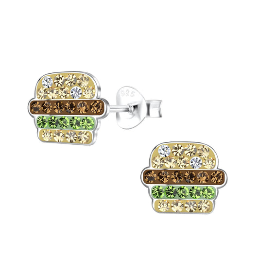 Kinder Ohrringe Hamburger aus 925 Silber