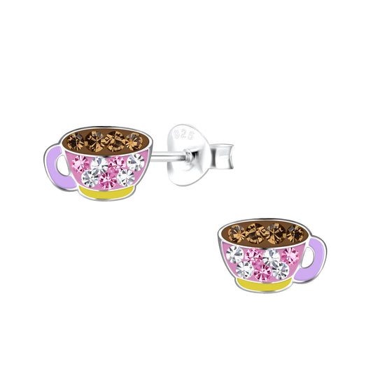 Kinder Ohrringe Teetasse aus 925 Silber