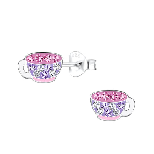 Kinder Ohrringe Teetasse aus 925 Silber