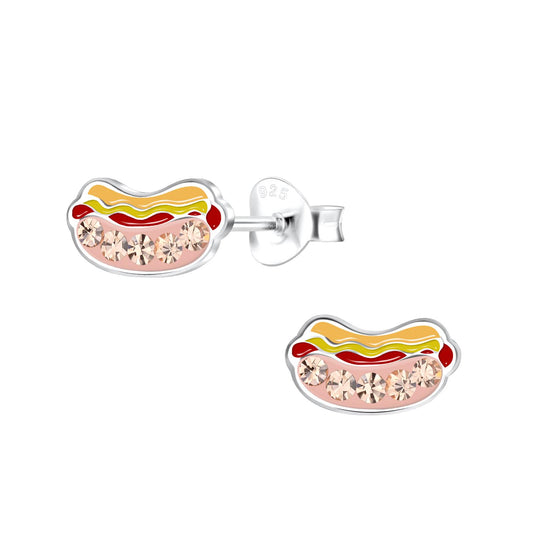 Kinder Ohrringe Hot Dog aus 925 Silber