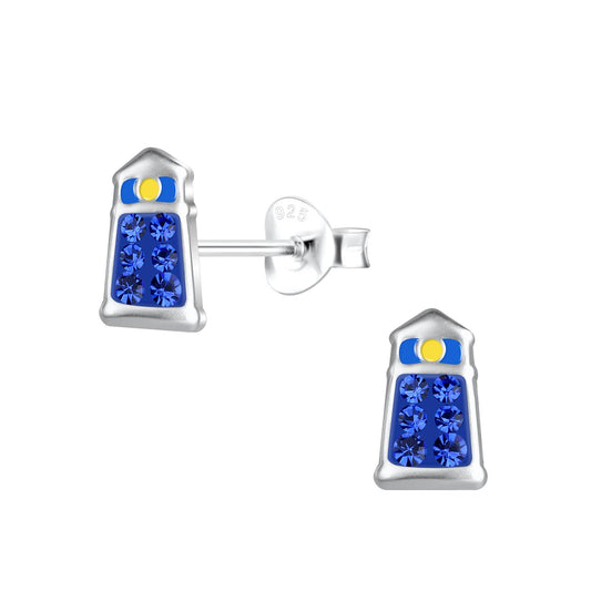 Kinder Ohrringe Leuchtturm aus 925 Silber
