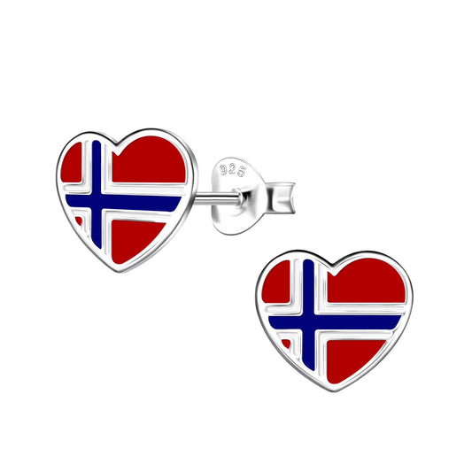 Oorbellen voor meisjes, Noorwegen, hartje, gemaakt van 925 zilver.