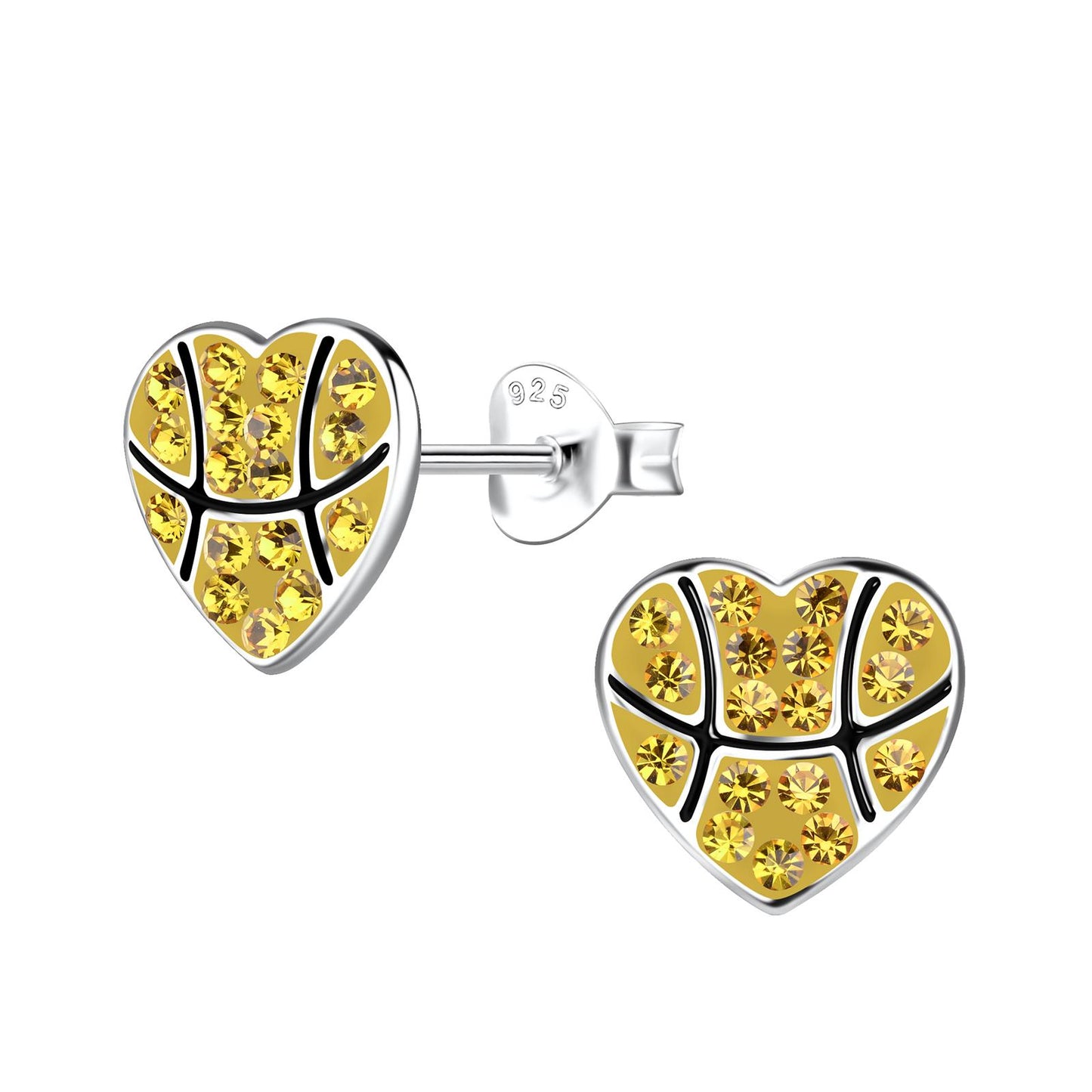 Girls' basketball heart earrings made of 925 silver