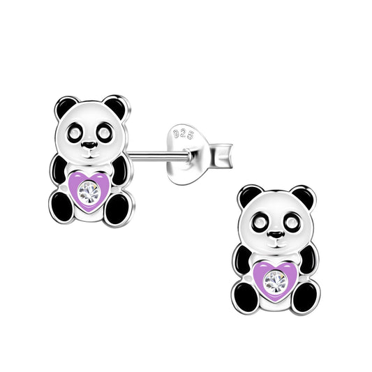Kinder Ohrringe Panda aus 925 Silber