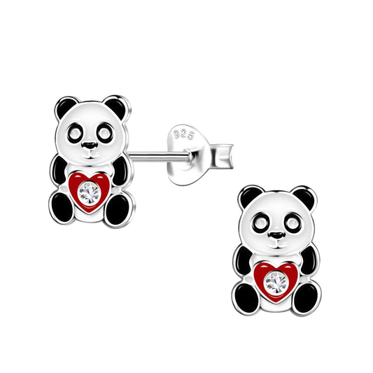 Kinder Ohrringe Panda aus 925 Silber