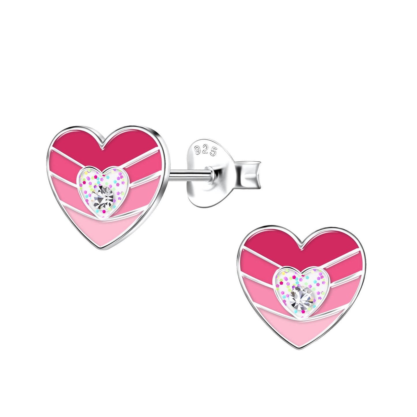 Mädchen Ohrringe Herz aus 925 Silber