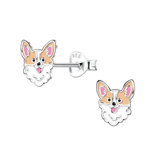 Kinder Ohrringe Corgi Hund aus 925 Silber
