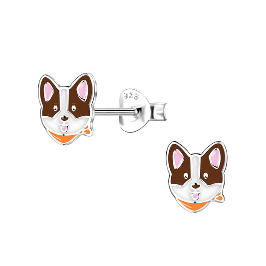 Kinder Ohrringe Corgi Hund aus 925 Silber