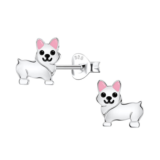 Kinder Ohrringe Corgi Hund aus 925 Silber