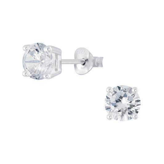 Kinder Ohrringe 6mm Zirkonia aus 925 Silber