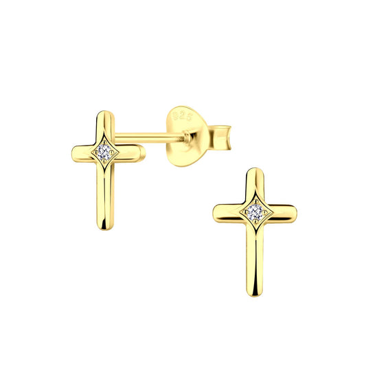 Kinder Ohrringe Kreuz aus 925 Silber