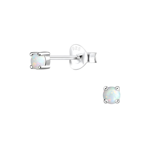 Kinder Ohrringe 3mm Opal aus 925 Silber