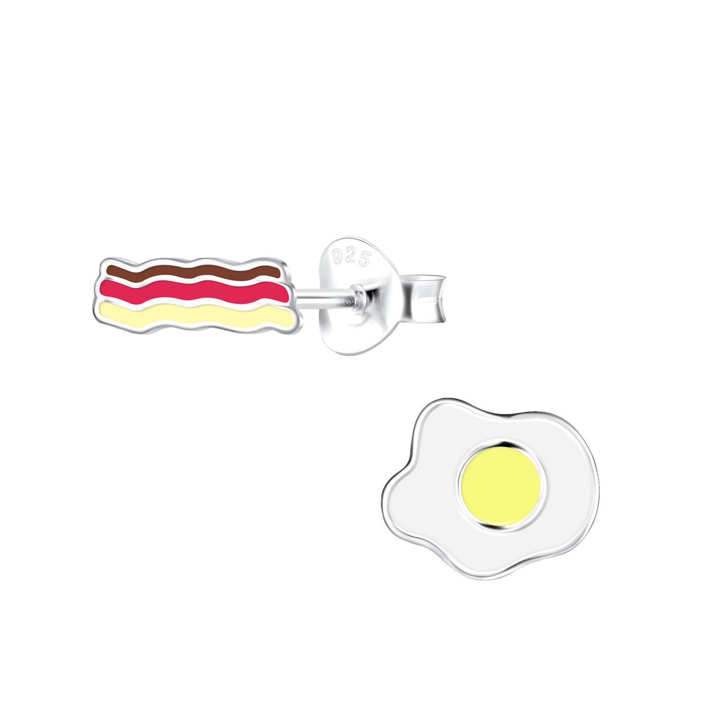 Kinder Ohrringe Speck und Spiegelei aus 925 Silber