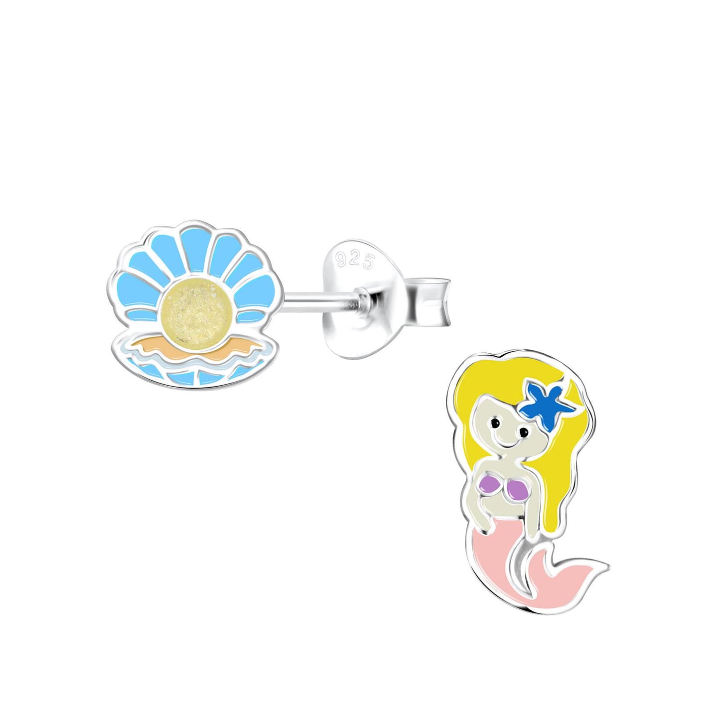 Kinder Ohrringe Meerjungfrauen Muschel aus 925 Silber