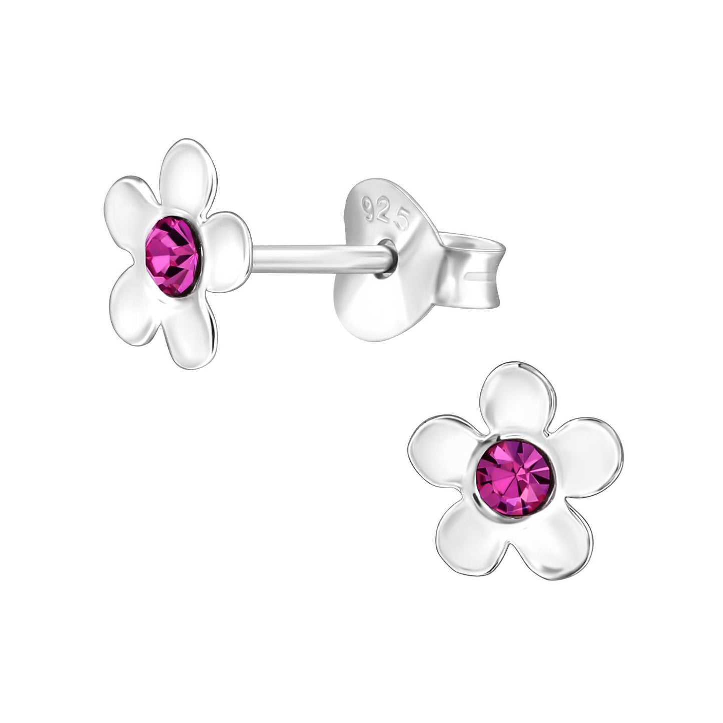 Bloemenoorbellen voor meisjes, gemaakt van 925 zilver.