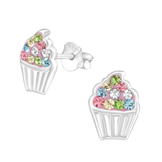 Kinder Ohrringe Cupcake aus 925 Silber
