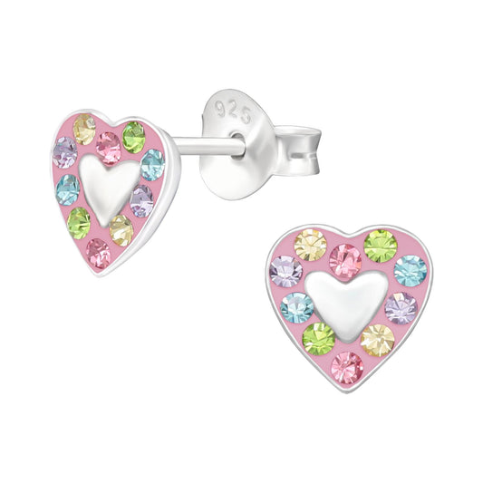 Mädchen Ohrringe Herz aus 925 Silber