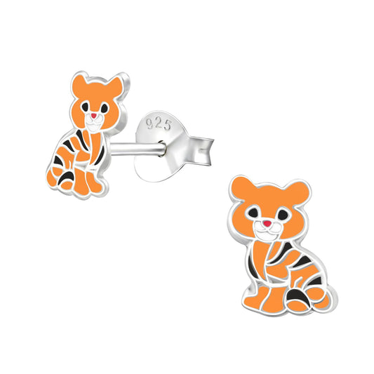 Kinder Ohrringe Tiger aus 925 Silber