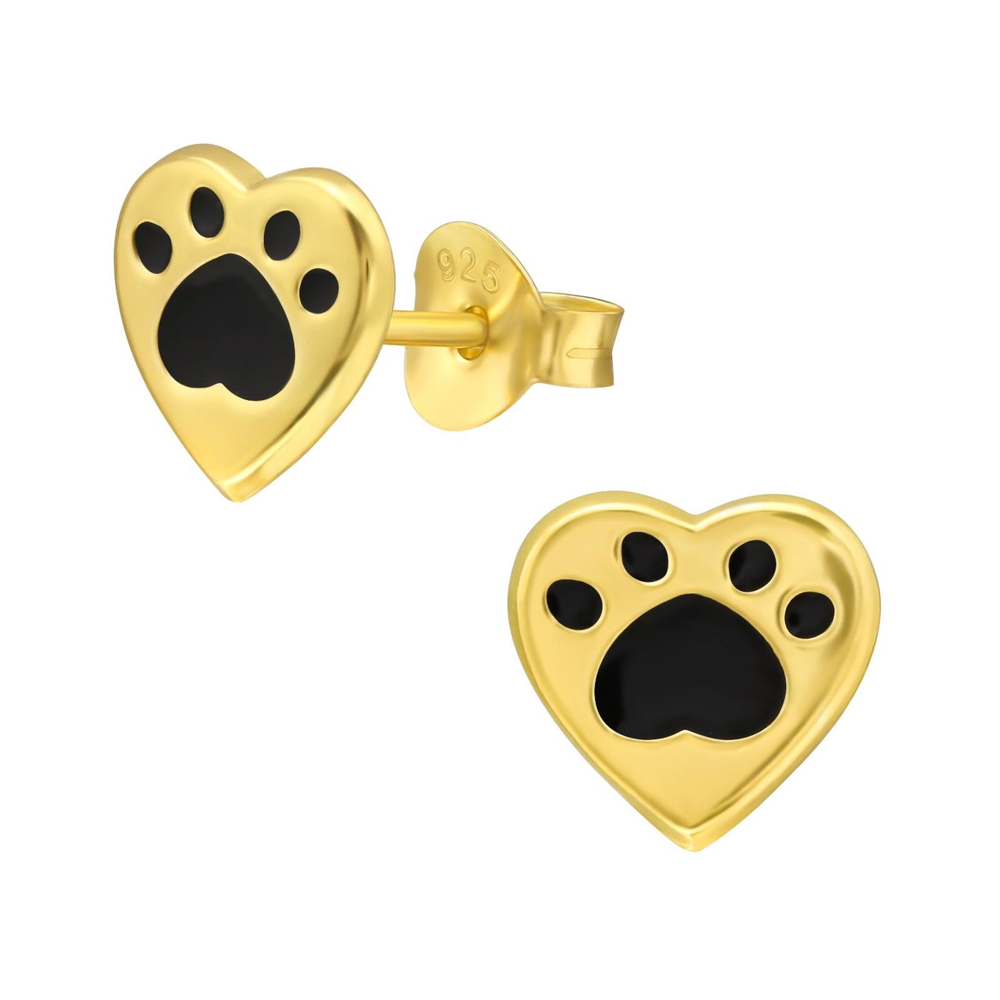 Mädchen Ohrringe Herz Pfoten aus 925 Silber