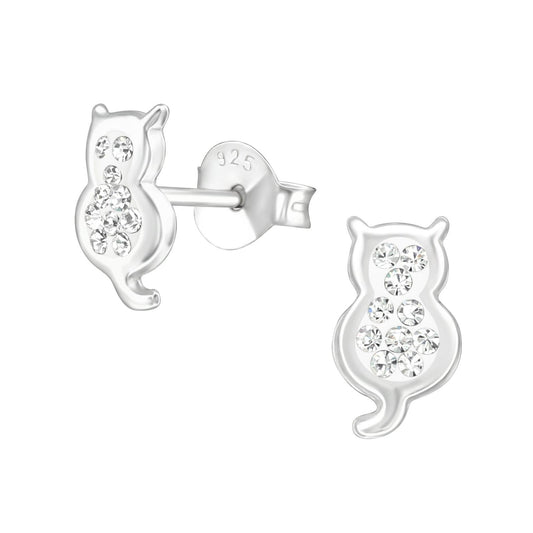 Mädchen Ohrringe Katze aus 925 Silber